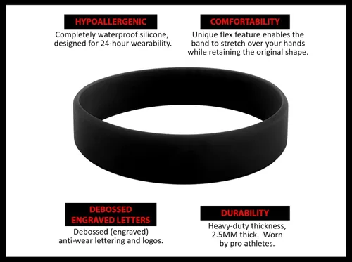 Vista 3 de We Keep You Motivated No Excuses Pulseras motivacionales – Usadas por atletas profesionales – Pulseras inspiradoras de goma de silicona – Gimnasio