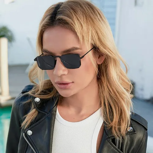 Vista 6 de Naomi - Gafas de sol rectangulares clásicas, retro, marco de metal, tamaño pequeño, protección UV UV400, para hombres y mujeres