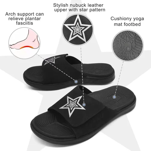 Vista 2 de KuaiLu Sandalias deportivas para hombre con cojín suave y soporte de arco para fascitis plantar, puntera abierta, ajustables, para interiores