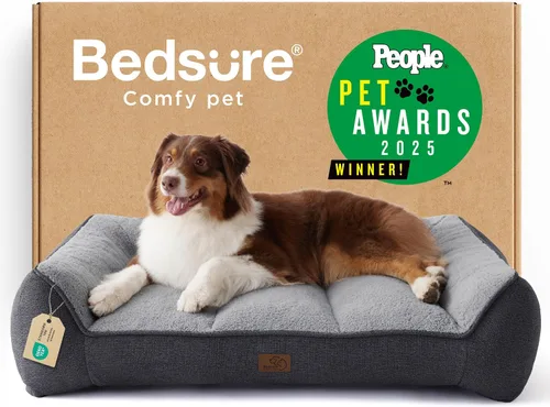 Vista 24 de Bedsure Cama ortopédica para perros de tamaño mediano, camas extra gruesas de apoyo para perros medianos con funda impermeable lavable, cómodo sofá
