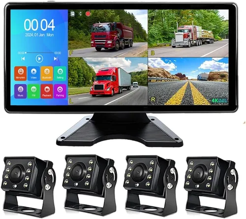 Vista 7 de Sistema de cámara de respaldo 4K RV, monitor de pantalla táctil de 10.1 pulgadas con 4 cámaras de visión nocturna 1080P, reproducción de video USB