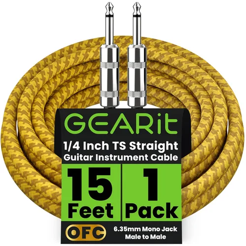 Vista 20 de GEARit Cable de instrumento de audio (10 pies) en ángulo recto a recto de 1/4 de pulgada macho a macho para cable AMP, base y guitarra eléctrica