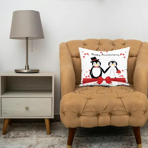 Vista 3 de Funda de almohada 3D con diseño de pingüinos y corazones rojos y rosas en 3D, 16 x 16 pulgadas