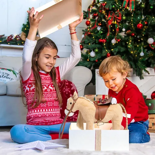 Vista 2 de HollyHOME Caballo Palomino de Peluche Animal Bonito Poni Juguete de Peluche Juego de Simulación Caballo 11 pulgadas Beige