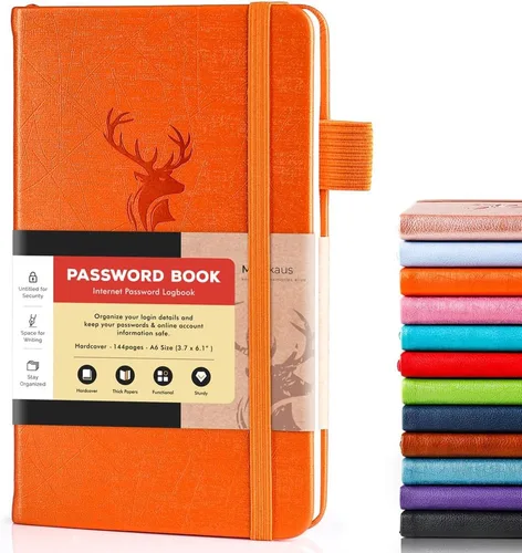 Vista 12 de molekaus Libro de contraseñas con pestañas alfabéticas, pequeño guardián de contraseñas con espacio adicional para cambiar la contraseña. Cuaderno