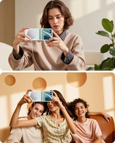 Vista 7 de Miimall Funda delgada para Samsung Flip 7 transparente [compatible con MagSafe] protector de pantalla de vidrio templado antiamarillamiento