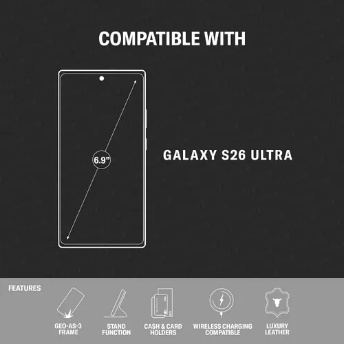 Vista 2 de TORRO Funda de cuero compatible con Samsung Galaxy S26 Ultra 5G 2026 - Funda de cuero premium tipo cartera con función atril y ranuras para tarjetas