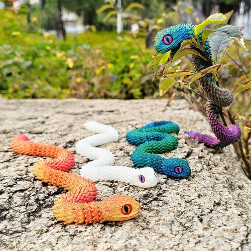 Vista 4 de uyrzwek 4 Piezas Juguetes de Serpiente Impresos en 3D de 12 pulgadas, Animales Impresos en 3D, Artículos Flexibles de Serpiente Impresos en 3D