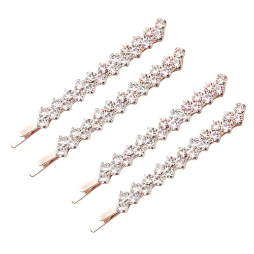 Vista 8 de Beaupretty Pinza para el cabello de moda, 2 pares de pines de diamantes de imitación para mujer, accesorios de joyería para el cabello, pinzas