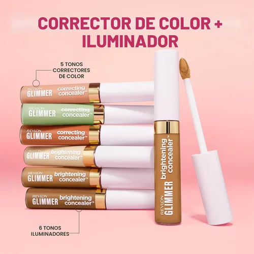 Vista 10 de Revlon Glimmer - Corrector con efecto corrector líquido para debajo de los ojos, hecho con cafeína, vitamina C y esteviosido, 100 Verde, 0.3 fl oz