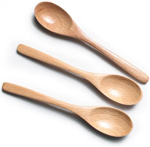 Vista 10 de Cuchara de café de madera de 6 pulgadas, cuchara de madera de haya natural, cuchara de postre para té de tarde, cuchara de té, agitadores de madera