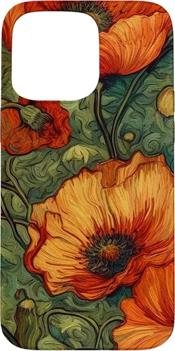 Vista 28 de iPhone 16 Floral Van Gogh Style Poppy Flower Case