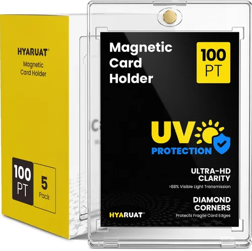 Vista 15 de Portatarjetas magnéticos de 35 puntos para tarjetas intercambiables, paquete de 5 fundas duras blancas transparentes de un solo toque con imán más
