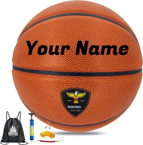 Vista 9 de Balones de baloncesto personalizados para interiores y exteriores, regalo de baloncesto de cuero compuesto con nombre, texto, logotipo