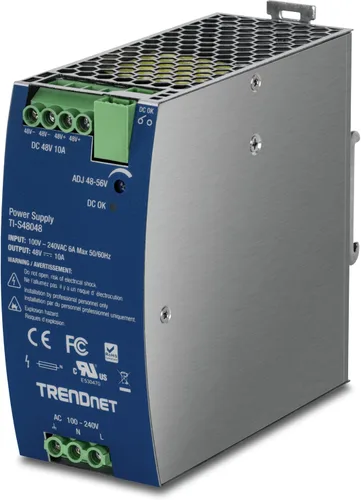 Vista 8 de TRENDnet Fuente de alimentación de riel DIN de CA a CC de 150 W, 48 – 56 V CC, 3.12 A CA a CC con función PFC, TI-S12048, capacidad de carga máxima