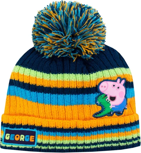 Vista 2 de Peppa Pig Conjunto de gorro y guantes de invierno para niños, diseño de George Pig, talla única, Multi
