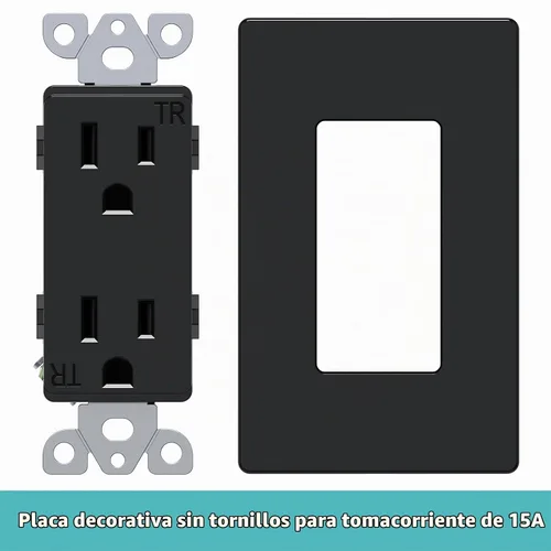 Vista 5 de WEBANG Salida de receptáculo decorador, placa de pared sin tornillos incluida, salida de pared resistente a manipulaciones de 15 amperios y 125 V, 2