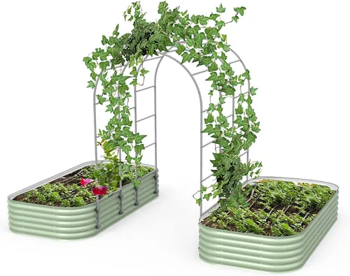 Vista 11 de Vego Garden Sistema modular de enrejado arqueado de 1.5 pies de largo para todas las camas de jardín clásicas para plantas trepadoras como frijoles