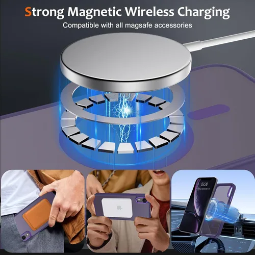 Vista 30 de Anuck - Funda magnética para iPhone 11 compatible con MagSafe, carcasa trasera mate translúcida dura, borde de TPU, delgada, resistente a impactos