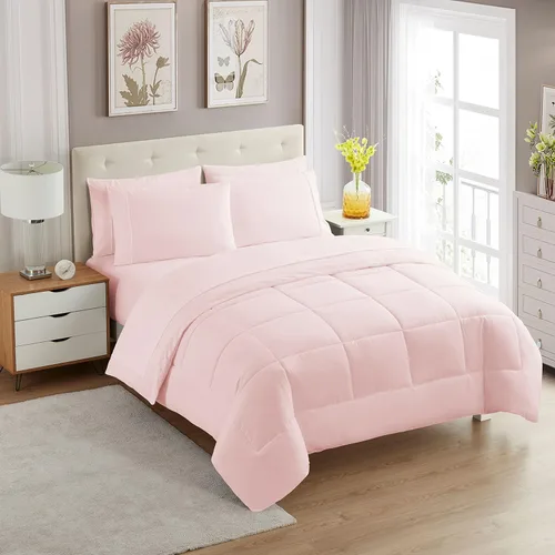 Vista 89 de Sweet Home Collection Juego de edredón de 7 piezas de color sólido para todas las estaciones, manta alternativa de plumón suave y lujosas sábanas