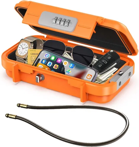 Vista 9 de ORIA Funda de seguridad portátil, caja de seguridad portátil, caja de seguridad con combinación de 4 dígitos, caja de seguridad para teléfonos