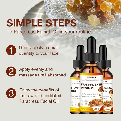 Vista 3 de AININAS Aceite facial de resina de incienso orgánico – Reduce líneas finas y arrugas, calma y repara la piel, hidratación profunda para rostro