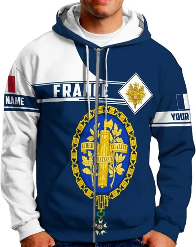 Vista 9 de Vybonz - Camisa personalizada de Francia para hombres y mujeres, Torre Eiffel París, camiseta con capucha de Francia, ropa de fútbol con bandera