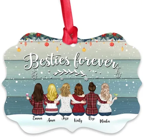 Vista 14 de Gossby Adorno personalizado para mejor amiga, regalo de Navidad personalizado con diseño, nombre, regalo de Navidad para mujeres, hermana del alma