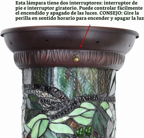 Vista 7 de Bieye L10769 Grape Vine Tiffany Style Lámpara de pie con pedestal de vitrales para decoración, 28 pulgadas de alto
