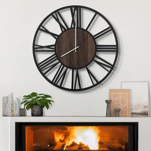 Vista 19 de LEIKE Relojes de Pared Grandes, Silenciosos, Sin Tictac, Funcionan con Baterías, Rústico Redondo Moderno Gran Reloj de Pared de Madera para Sala
