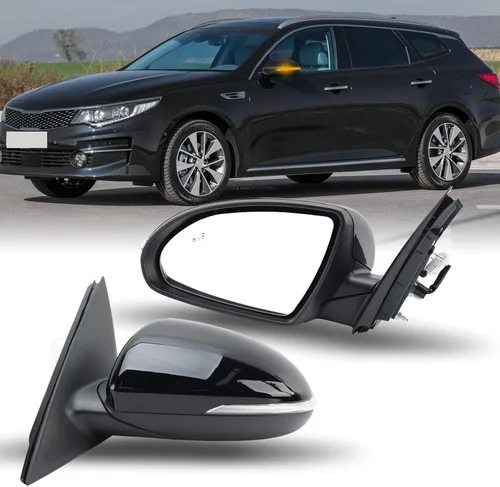 Vista 17 de Espejo lateral del conductor compatible con espejos Kia Optima 2011 2012 2013 con luz intermitente, vidrio eléctrico, plegado manual, repuesto Negro