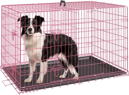 Vista 41 de [Usado] FDW Jaula para perros pequeños de 24 pulgadas plegable de metal con alambre para mascotas, doble puerta con panel divisor para interiores