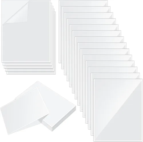 Vista 11 de Gueevin 100 unidades de 2 x 3.5 pulgadas, bolsillos autoadhesivos para exhibición, fundas de papel transparente para pared y puerta, protector
