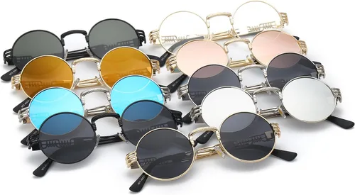 Vista 14 de Dollger Gafas de sol redondas Steampunk con marco de metal
