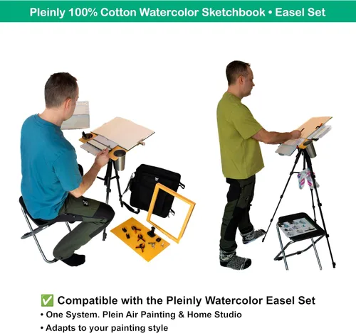 Vista 9 de Pleinly Cuaderno de bocetos de acuarela 100% algodón, prensa en frío, 8 x 12 pulgadas, grande, 140 libras (10.58 oz/m²), 26 hojas de retrato, papel