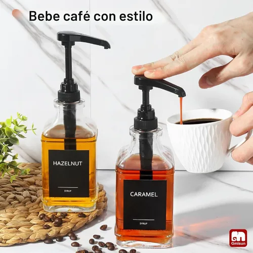 Vista 5 de GMISUN Dispensador de jarabe de café, dispensador de bomba de jarabe de 16.9 onzas líquidas para accesorios de barra de café, botella de jarabe