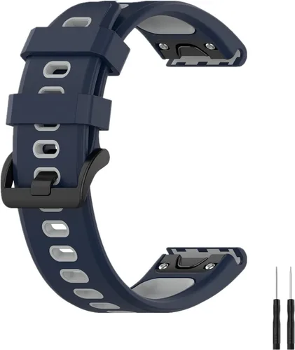 Vista 6 de Muovrto Correa de repuesto para Garmin Fenix 7/Fenix 6/Fenix 5, correa de reloj de silicona impermeable de ajuste rápido para Garmin Forerunner