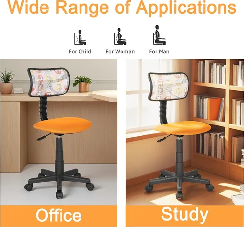 Vista 10 de JJS Home - Juego de escritorio y silla giratoria pequeña, asiento ergonómico ajustable de malla transpirable, asiento ergonómico ajustable, taburete