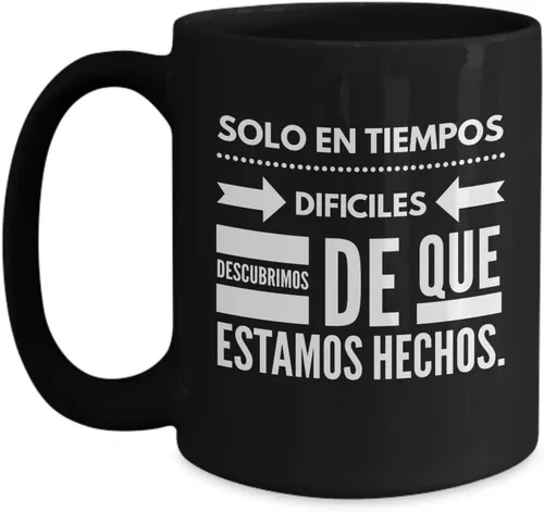 Vista 3 de Taza de Cafe Dificiles Vaso, taza de café divertidas, tazas personalizadas, taza de café inspiradoras, taza con mensajes positivos., 11onza, Negro
