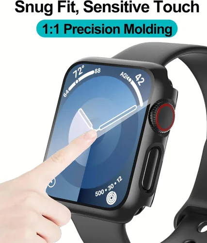 Vista 5 de Smiling Paquete de 2 fundas compatibles con Apple Watch Serie 3/Serie 2 de 1.49 pulgadas, protector de pantalla vidrio templado, carcasa rígida