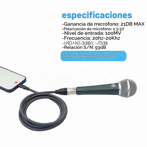 Vista 6 de Cable de micrófono XLR hembra de 3.3 pies a USB C, USB C a XLR para micrófono dinámico iPhone 15, iPad, portátil, tableta