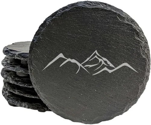Vista 48 de Mountain Majesty - Posavasos de pizarra con impresionante diseño de escena de montaña, perfectos para decoración del hogar y la oficina y protección