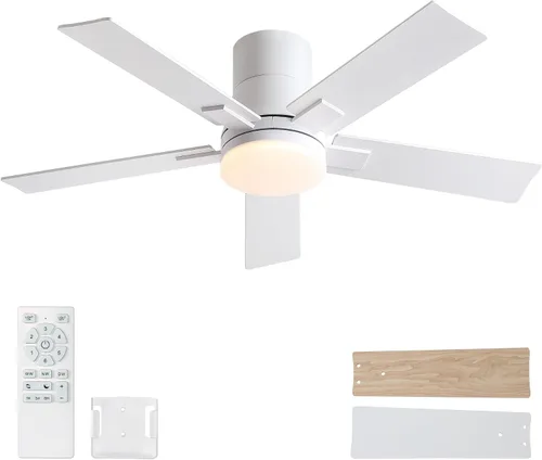 Vista 31 de Ventiladores de techo de 42 pulgadas con luces y control remoto, ventilador de techo negro con 5 aspas, motor DC reversible de 6 velocidades, LED