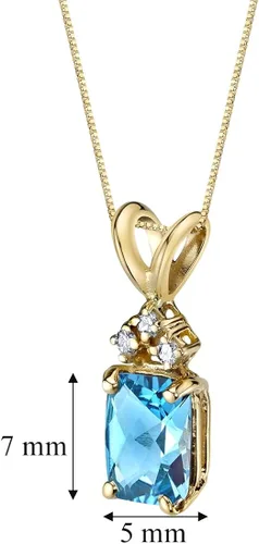 Vista 3 de Peora Colgante de oro de 14 quilates para mujer con diamantes, delicado solitario de corte radiante de 0.276 x 0.197in en piedras preciosas