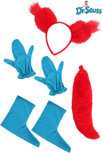 Vista 4 de elope Dr. Seuss Fox in Socks Costume Kit for Adults and Kids, Ear Headband, Mitts, Tail, Shoe Covers