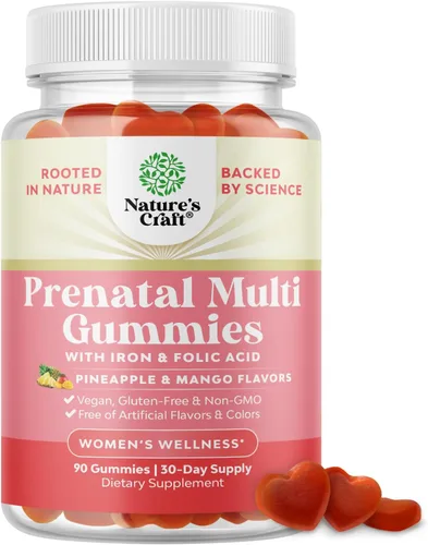 Vista 10 de Natures Craft Gomitas prenatales veganas para mujer, vitaminas prenatales gomosas para mujeres con ácido fólico de hierro y mezcla de superfrutas