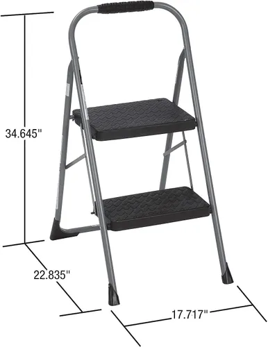 Vista 4 de Cosco 11308PBL1E Taburete plegable de 2 escalones, 200 libras, 22 pulgadas de extensión, negro/gris