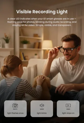 Vista 4 de DPVR - Lentes inteligentes AI con cámara y Bluetooth – Gafas de cámara HD de 8 MP para hombres y mujeres, gafas de grabación de video con asistente