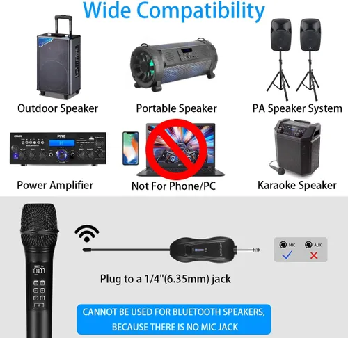 Vista 4 de K28 Micrófono inalámbrico recargable para karaoke con control de volumen y eco y receptor, micrófono dinámico de mano UHF para cantar karaoke habla