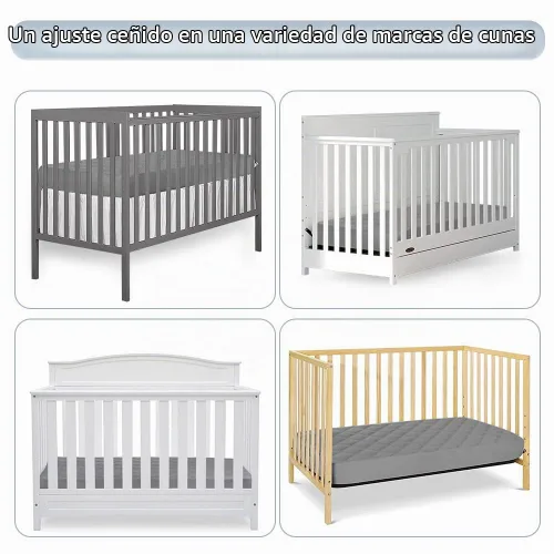 Vista 5 de Yoofoss - Juego de 2 sábanas protectoras impermeables para colchón de cuna, 52 x 28 pulgadas Quilted Soft and Breathable Crib Mattress Pad Cover